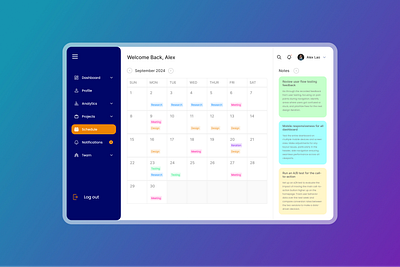 Project Insight Dashboard UI Design (Schedule) app design branding calendar dashboard calendar ui dashboard design management dashboard minimal ui design mockup modern dashboard notes project management dashboard saas dashboard saas product ui ux design web apps