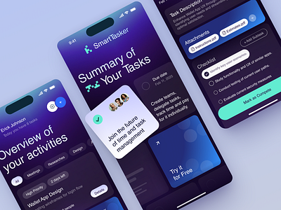 SmartTasker - Mobile for SaaS app design application design business design interface ios app design managment mobile app product saas service startup technology ui uiux ux