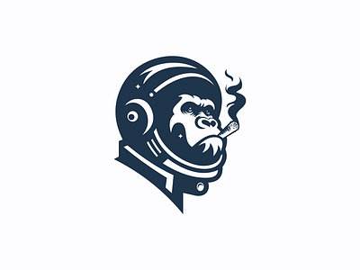 Smoking gorilla. astronaut blackwhite designs gorilla illustration logo smoking uniquelogo