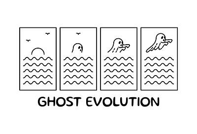 Ghost Evolution apparel apparel design beach funny ghost halloween holiday horror meme ocean sea skeleton skull spooky summer sunset t shirt t shirt design trick or treat vacation