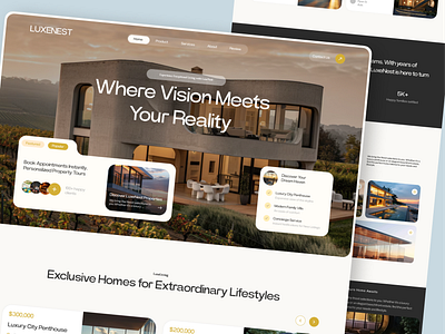 Luxenest// Property Website design//2024 design interface landing page minimal popular shot property property management real estate ui uidesign visual website