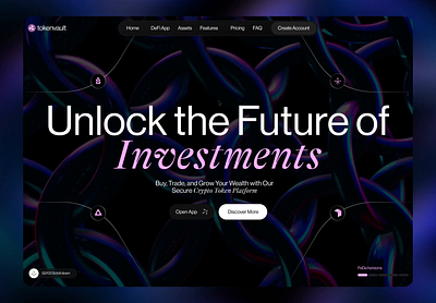 Tokenvault - Landing Page 3d animation landing page mob design mobile app ui ui design ux design web design web3