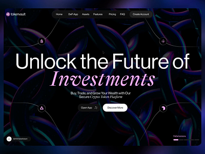 Tokenvault - Landing Page 3d animation landing page mob design mobile app ui ui design ux design web design web3