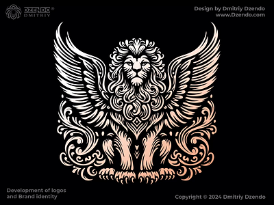 Winged Lion Heraldry Logo beautiful lion branding heraldic logo lion brand lion heraldry lion logo lion luxury lion patterns lion royal lion sketch lion winged logo magnificent lion majestic lion predator process sketch