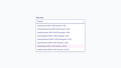 Time-Zone Selector Component figma ui