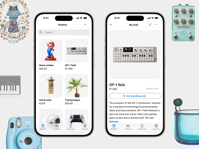 Wishlist: The Social Gifting App android app clean gift ios mobile mobile app ui ux web white wishlist