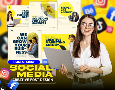 CORPORATE SOCIAL MEDIA DESIGN PACK branding business cerative corporate creative post design design digital graphic design grow identity marketing media minimal pack post post design social social media social media design pack trendy