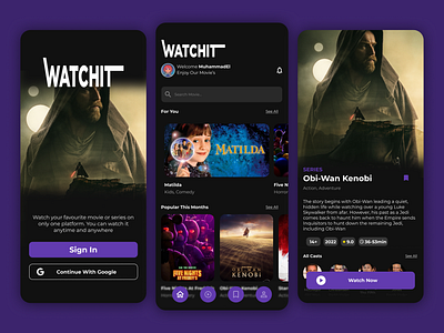 WatchIt: Stream Your Favorites Anytime ui