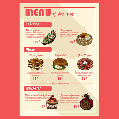 Élaboration d'un menu de restauration adobe cration graphic design graphisme graphiste illustration illustration digtal imagination infographie menu nourriture photoshop restauration