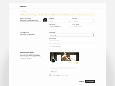 Profile Management b2b design figma product saas ui