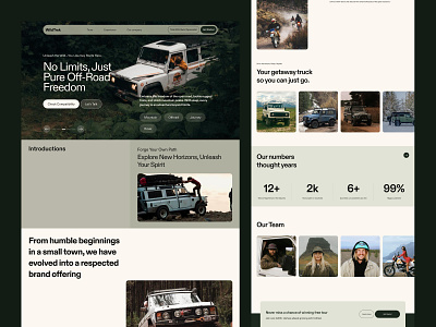 Landing page for off road vehicle branding custom ui graphic design green colours landing page marketing offroad web design website