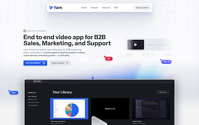 Yarn Landing page - concept design marketing page saas landing page saas marketing page saas website saas website design software landing page software website ui ux design webflow website website website design