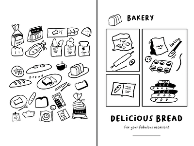 Hand-Drawn Bakery Poster with Bread and Pastry Illustrations ingredient