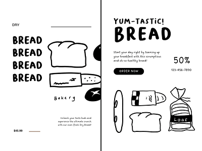 Minimalist Bakery Flyer with Hand-Drawn Bread Icons ingredient