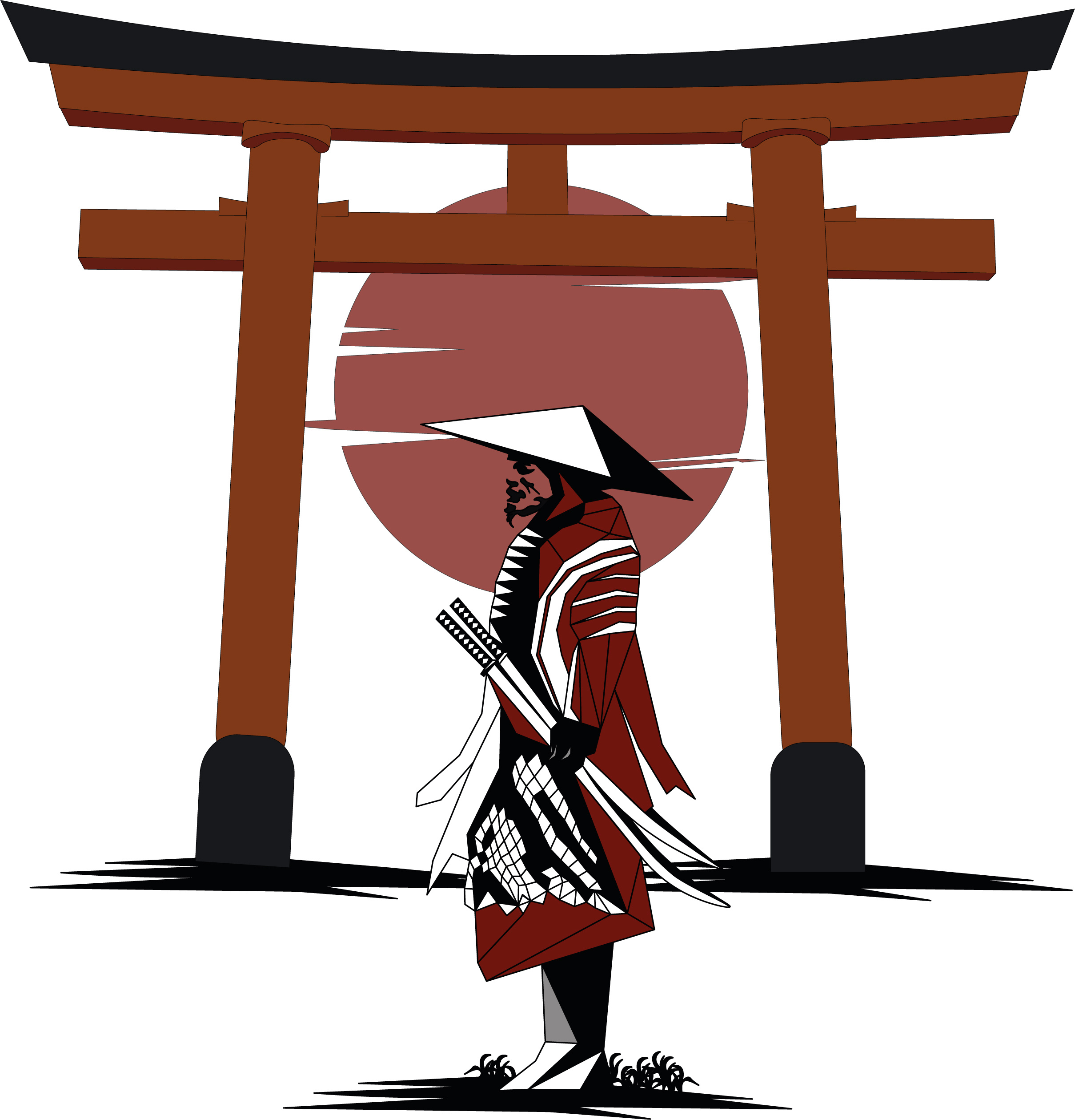 Samurai boldcolors characterdesign digitalart graphicdesign illustration japaneseart minimalism samurai traditionaljapanese vectorillustration warrior