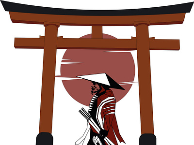 Samurai boldcolors characterdesign digitalart graphicdesign illustration japaneseart minimalism samurai traditionaljapanese vectorillustration warrior