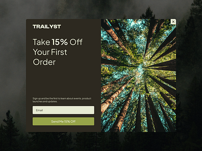 Discount for a subscription popup concept aesthetics forest form modal popup subscribe ui web design