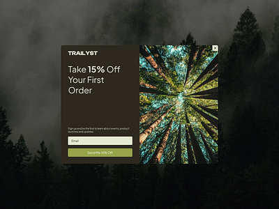 Discount for a subscription popup concept aesthetics forest form modal popup subscribe ui web design