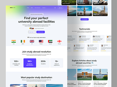 Study Abroad Web Exploration abroad best design shot edtech education educational website landing page minimal design study study abroad study in australia study in canada study visa study website trending ui ux visual interface web web design website