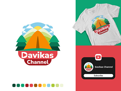 Camping Nature Trip Logo Design - Davikas Channel brand identity branding camping channel logo client logo colored logo cool design creative design flat design graphic design illustration illustration design illustration logo logo logo design logos nature logo vector visual identity