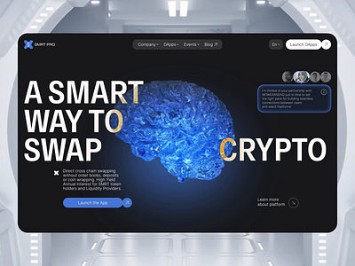 Smart Pro 3d models animation brain crypto currency crypto platform dao dapp dark mode glass 3d swap crypto web design web3