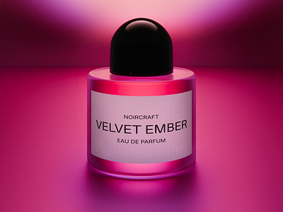 Velvet Ember – Product Visualization 3d product 3d visualisation artwork brand design branding cgi artist color blend colorful cosmetic product design glass material gradient art gradients graphic design illustration perfume visualisation pink product photography product scene product visualisation