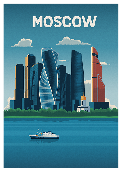 Moscow Travel Poster design graphic design illustration moscow poster moscow travel poster poster design retro poster russia poster travel poster vector art