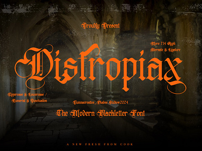 Distropiax – Modern Blackletter Font alternate blackletter branding dark design english font gothic horror illustration ligature modern new old retro typeface typography ui vintage web