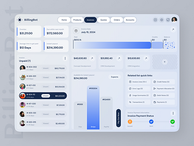 Finance dashboard | Billing & Invoice | Banking | Fintech banking dashboard billing dashboard interface design financial dashboard fintech dashboard illustration investment dashboard management money saas transection dashboard ui design uiux user interface web design