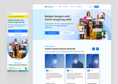 Eduwork Bootcamp Landing Page Redesign e learning platform landing page ui user experience design user interface web design website design