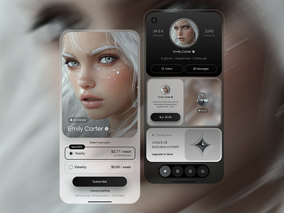 AI Creator Subscription Platform 3d ai app app design black and white chrome creator design figma minimal platform subscription ui ux