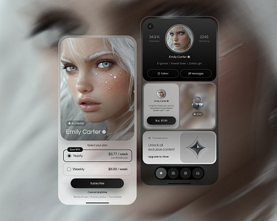 AI Creator Subscription Platform 3d ai app app design black and white chrome creator design figma minimal platform subscription ui ux