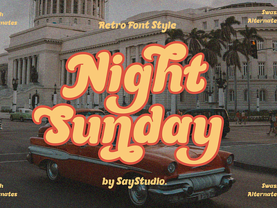 Night Sunday - Retro Font 70s font 80s font 90s font boho font branding branding font canva canva font elagant font elegant font fashion fashion font font groovy font nostalgic retro font serif serif font typeface vintage font