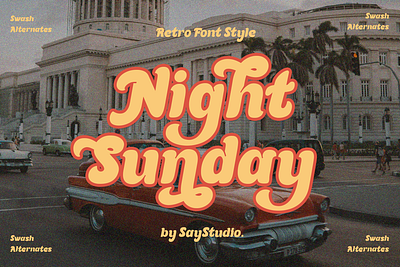 Night Sunday - Retro Font 70s font 80s font 90s font boho font branding branding font canva canva font elagant font elegant font fashion fashion font font groovy font nostalgic retro font serif serif font typeface vintage font