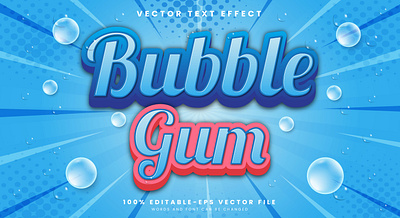 Bubble Gum 3d editable text style Template cream