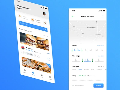 Food App app application android ios brand branding burger king discover feed graphic design illustrator ai lato family fonts mac donald menu navigation nearby restaurant photoshop psd pins map location pizza bugrer restaurant eat typo typography ui ux