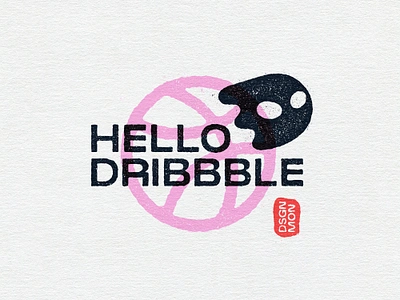 Hello Dribbble! I'm dsgnmon 👋 badge basketball dribbble dsgnmon entertainment ghost gritty hello dribbble illustration ink japanese movie old school pop culkture print retro rough print seal video game vintage