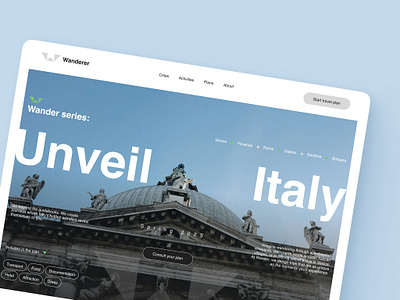 Wanderer series: Italy travel agency landing page agency branding clean design gradient hero italy landing page modern swiss travel ui ux web website