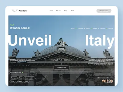 Wanderer series: Italy travel agency landing page agency branding clean design gradient hero italy landing page modern swiss travel ui ux web website