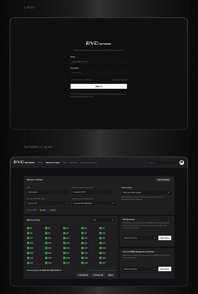 Network & Scan dashboard design ui design ux design web design