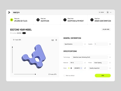 Partify: UI 3d 3d printing buttons ui user interface