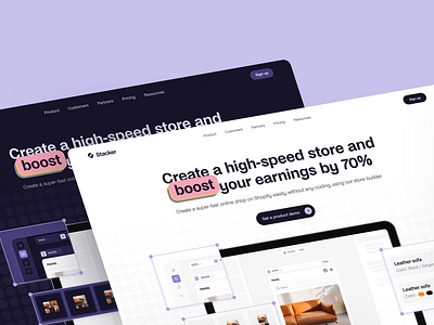 Stacker design identity landing page landing page design stacker website website design