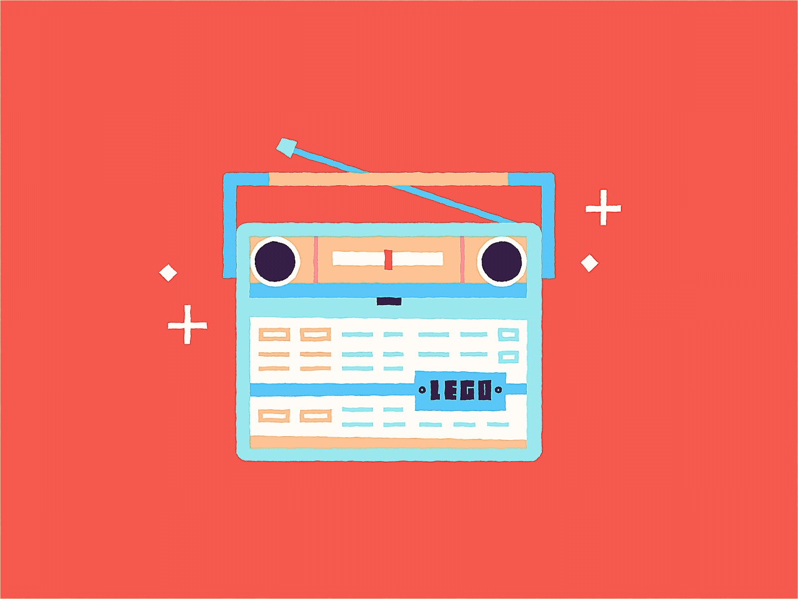 Lego radio design flat illustration lego radio