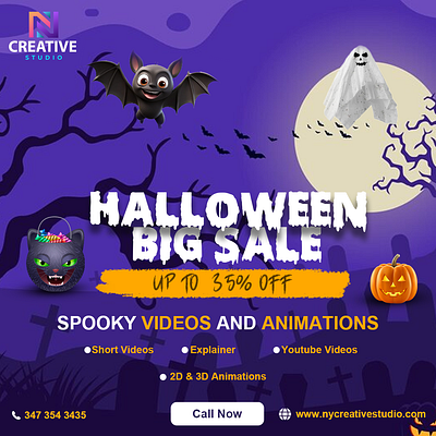 Halloween Big Sale: 35% Off Spooky Videos and Animations! branding brochures design graphic design halloween big sale illustration logo spooky videos and animations typography ui ux vector