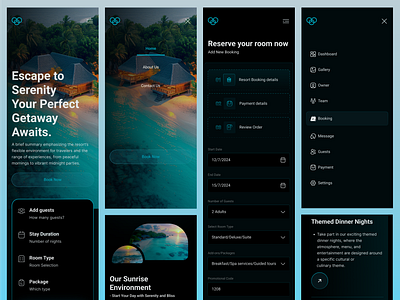 📱Resort Booking Landing Page Mobile Responsive UI/UX Design 🌴 android black booking dark design hotel ios landing page mobile mobile responsive online refreshment resort responsive travel ui uiux ux visual web