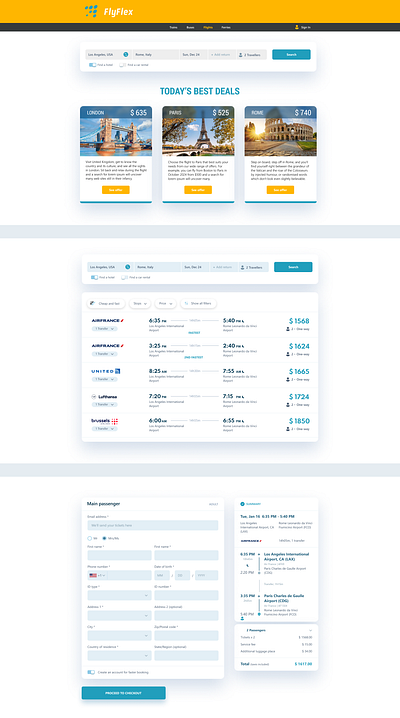 Clean UI/UX design for FlyFlex travel agency webpage app design clean design ui ui design ux ux design web app web design