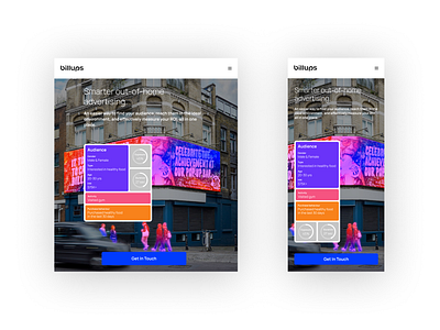 billups hero section tablet & mobile branding ui visual design