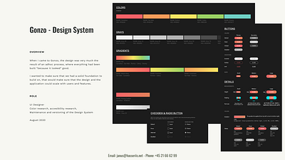 Gonzo case study dark mode design system ui