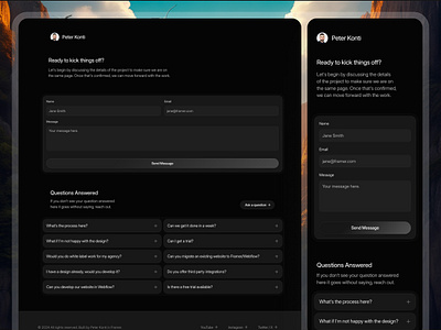 Northside - Contact Page contact dark mode framer northside web design