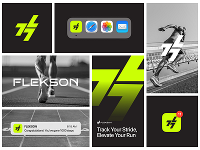 Running App Identity app branding bright clean fireart green identity modern neon ui ux